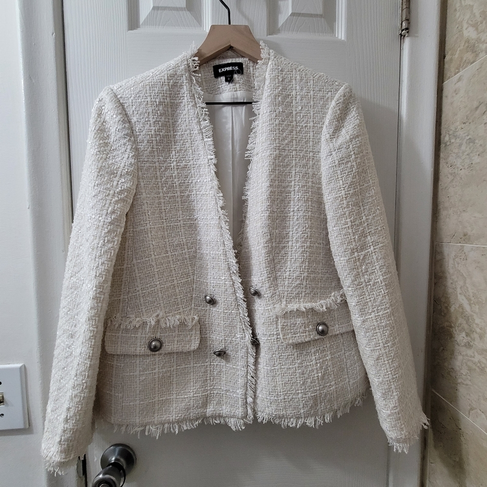 Express White tweed jacket